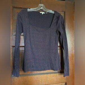 Boden metallic striped square neck top